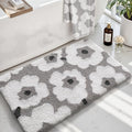 LUMI Bathroom Rugs Cute Floral Design, Soft Absorbent Microfiber Bath Mat Non-Slip, Machine Washable Quick Dry Grey Luxury Rug Flower for Floor, Bathtub, Home Decor, 20"x32"
