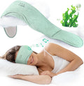 LC-dolida Sleep Masks with Bluetooth Headphones, Soft Seaweed Fiber Cotton Bluetooth Sleep Mask, Total Blackout Fully Wrapped Sleep Mask for Side Sleepers, Travel Meditation Gift, Green