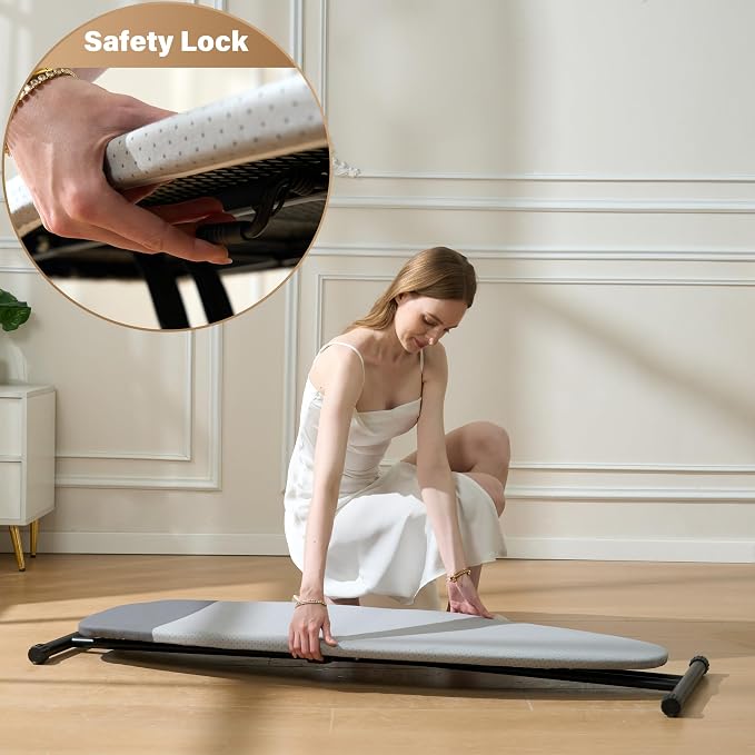 veiox Full Size Ironing Board 54''x18'',Heavy-Duty Stable | No wobble or tipping,Thicken Heat Resistant Cover,Smooth gliding,7 heights adjustable,Ideal for home, dorm, or apartment
