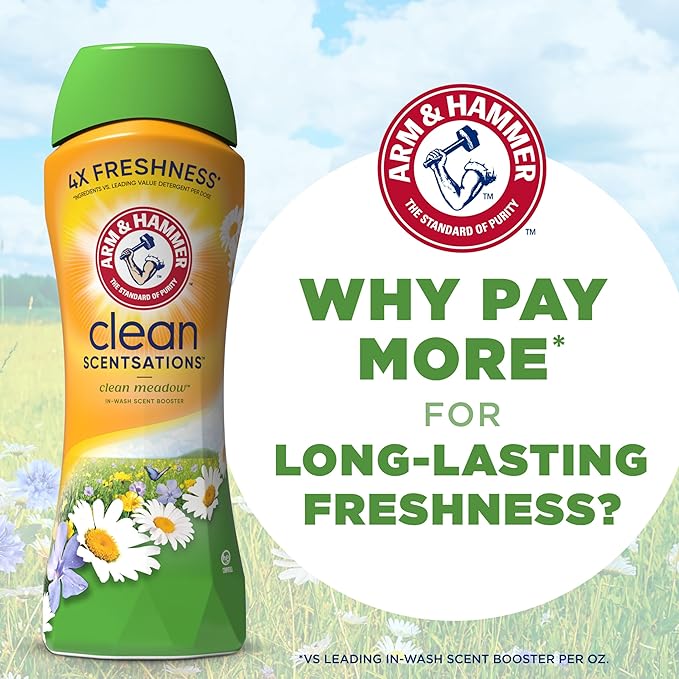 ARM & HAMMER Clean Scentsations In-Wash Scent Booster,Laundry Scent Booster Clean Meadow-scent,24 Oz,(Pack of 4)