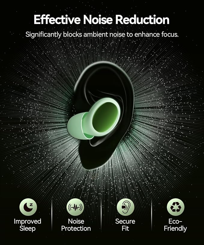 45dB Ear Plugs for Sleeping Noise Cancelling Ear Plugs for Noise Reduction & Snoring, Concerts, Earplugs for Sleep,Sider Sleepers Airplane, Silicone Earplugs Reusable Concert Ear Plug
