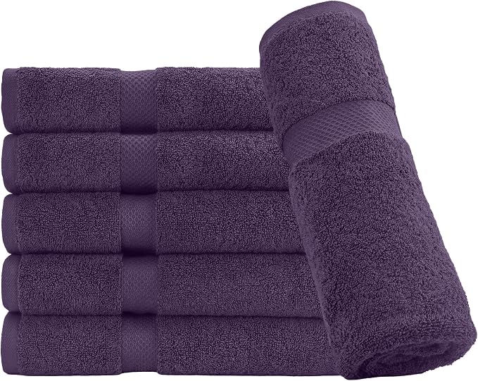 HERCULEAN Premium Bath Towels 24 x 48 Pack of 6 | Quick Dry and Highly Absorbent | 100% Cotton Terry Towels for Bathroom - Perfect for Shower - Pool and Spa - Luxury Soft Towels - Plum