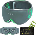 Bamboo Cotton Large Sleep Mask with Bluetooth Wireless Headphones - Blackout Eye Mask for Sleeping 3D Contoured Sleep Eye Cover Headband Ear Plugs Low Noise Hook for Men Women Better Experience (Grey)