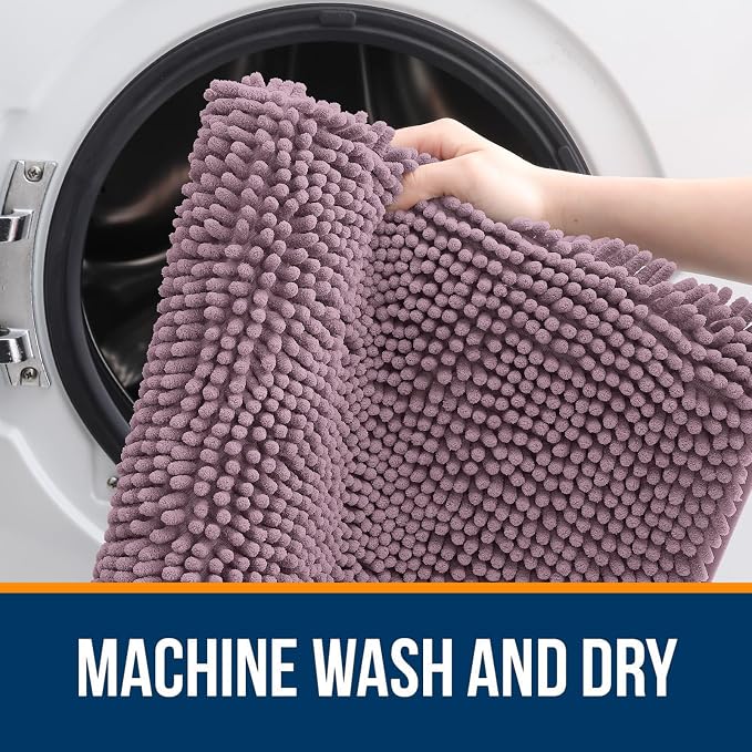 OLANLY Large Bathroom Rugs 47x32, Extra Soft Absorbent Chenille Bath Rugs, Rubber Backing Quick Dry, Machine Washable Bath Mats for Bathroom Floor, Tub and Shower, Home Decor Accessories, Deep Plum