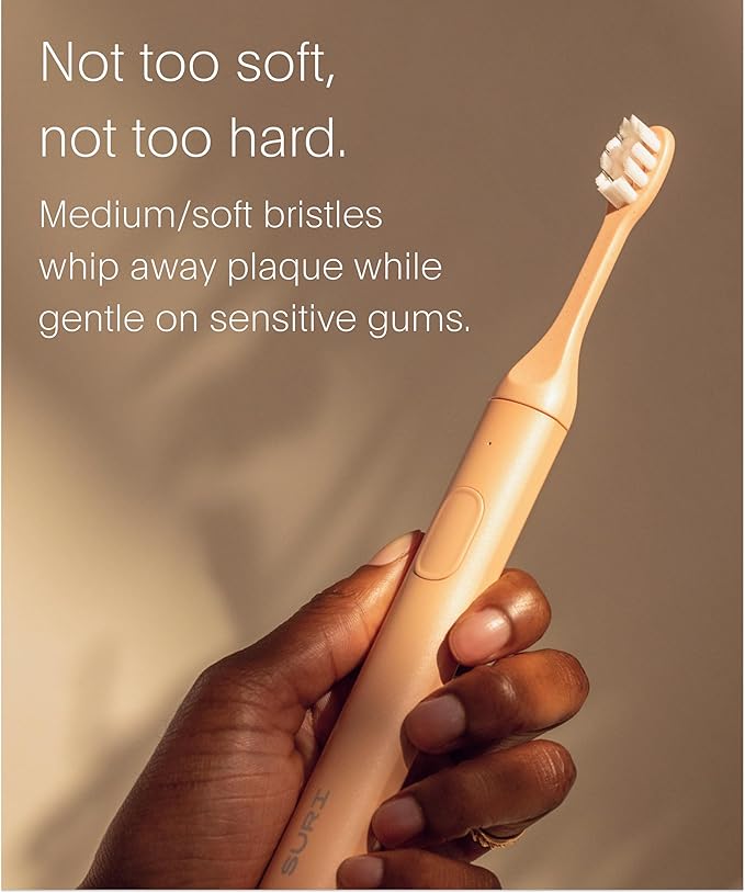 SURI Recyclable Plant-Based, Electric Toothbrush Heads - Long Lasting Replacement Heads | Compatible Only Sonic Electric Toothbrush - Sunset Bloom, Pack of 3