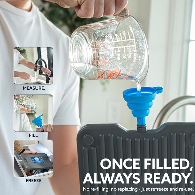 Cooler Shock Ice Packs for Cooler, Reusable, Long Lasting, Cold Freezer Packs for Coolers, Lunch Bags & Totes to Keep Food Fresh