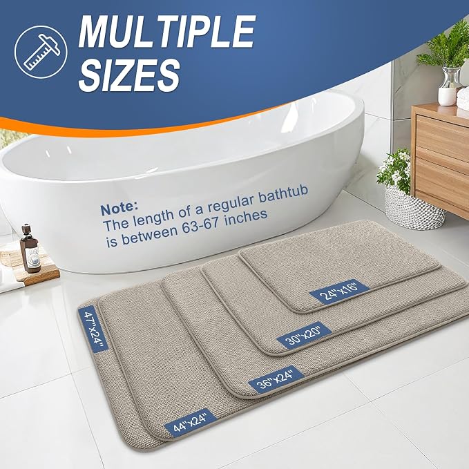OLANLY Thick Memory Foam Bathroom Rug 30x20, Absorbent Bath Mat, Warm Taupe | Soft Quick Dry Bath Rugs Mats, Non-Slip, Machine Washable Carpet for Bathroom Floor, Tub and Shower, Home Decor Accessories