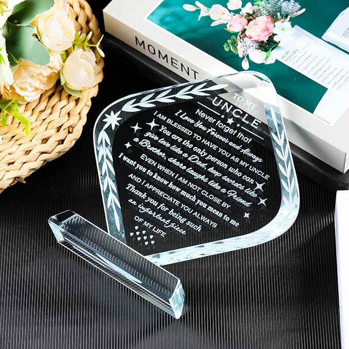 Uncle Gifts from Niece Nephew Meaningful Crystal Gifts for Uncle on Fathers Day Christmas Thanksgiving Day Birthday Presents Idea for Uncle Best Uncle Ever Gifts