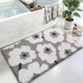 LUMI Bathroom Rugs Cute Floral Design, Soft Absorbent Microfiber Bath Mat Non-Slip, Machine Washable Quick Dry Grey Luxury Rug Flower for Floor, Bathtub, Home Decor, 24"x36"