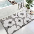 LUMI Bathroom Rugs Cute Floral Design, Soft Absorbent Microfiber Bath Mat Non-Slip, Machine Washable Quick Dry Grey Luxury Rug Flower for Floor, Bathtub, Home Decor, 24"x43"