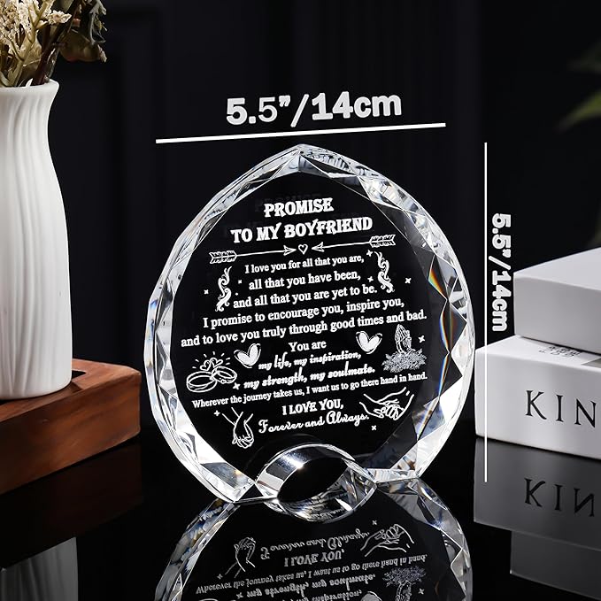 Qianwei Gifts for Boyfriend from Girlfriend Unique - Personalized Crystal Heart Gifts for My Man Who Has Everything - Birthday Anniversary Wedding Valentines Day Present Ideas for Him