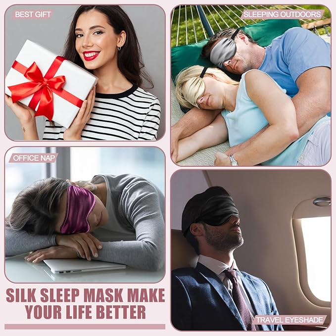 Xtinmee 30 Pieces Silk Sleep Mask Silk Eye Mask with Adjustable Strap Eye Cover for Sleeping Blindfold for Women Men Travel Rest(Multicolor)