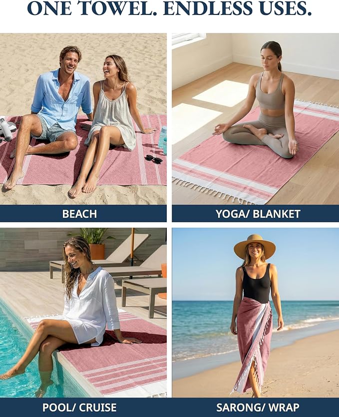 LANE LINEN 6-Pack Oversized Pre-Washed Beach Towels, Stylish Quick-Dry Pool & Travel Towels for Adults, 39"x71" - Diamond Multi Colors | Stylish Quick-Dry Pool & Travel Towels for Adults - 39"x71", Vacation Essential - Machine Washable, Super Absorbent...