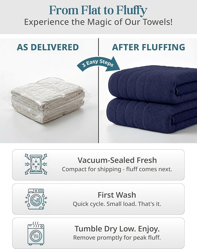 Casa Platino Towel Set for Bathroom Soft Absorbent Quick Dry - Navy | Bath Towel Sets For Bathroom - Dobby Border Accent, OEKO-TEX Certified, Ring-Spun Durability, Ring-Spun Cotton, Densely Woven