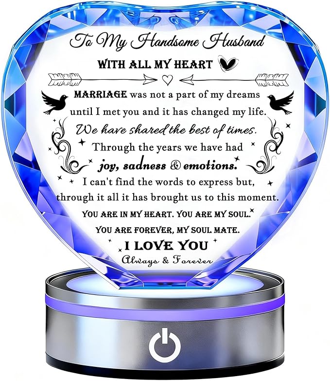 Qianwei Gift for Husband from Wife Unique - Crystal Engraved Gifts for Man Personalized Who Want Nothing - Husband Birthday Anniversary Fathers Day Christmas Valentines Day Present Ideas for My Man