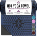 Clever Yoga Hot Yoga Mat Towel – Non-Slip Grip for Hot Yoga, Sweat Absorbent, Honeycomb Silicone Grip, Stays Flat – Ideal for Pilates, Travel, Washable & Lightweight - Dark Blue