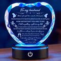 Romantic Crystal Gifts for Husband, I Love You Keepsake with Colorful LED Base, Best Anniversary & Birthday Present for Him,Fathers Day Valentine's Day Christmas Gift Ideas for My Man