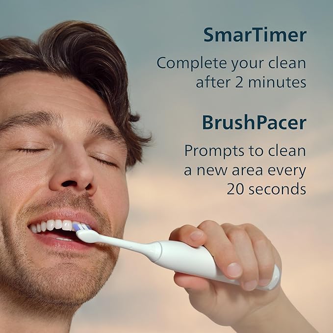 Philips Sonicare 6700 Series Electric Toothbrush, Pressure Sensor, 9 Brushing Settings, SmarTimer, BrushPacer, 21-Day Runtime, Travel Case, for Gum Health & Sensitive Teeth, White, HX7410/07
