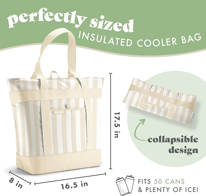 Fit & Fresh XL Insulated Cooler Bag for Groceries, Collapsible Soft Cooler | Leak-Resistant, Easy-to-Clean & Durable Food Carrier, Thermal Cooler Bag, Insulated Grocery Tote Bag, Farmers Market Tote Bag