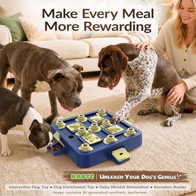 KADTC Dog Chess Puzzle Toy, Large Size, 3 Levels of Step-by-Step Challenge Beginner to Advanced Slow Feeder & Mental Stimulation for Smart Dogs Enrichment Toys