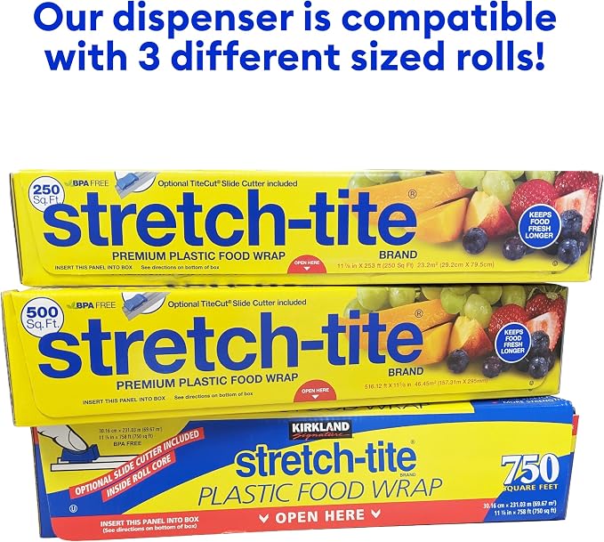 Stretch-Tite Wrap'n Snap 7500 Dispenser, Easy Refill and Cutter for Plastic Wrap