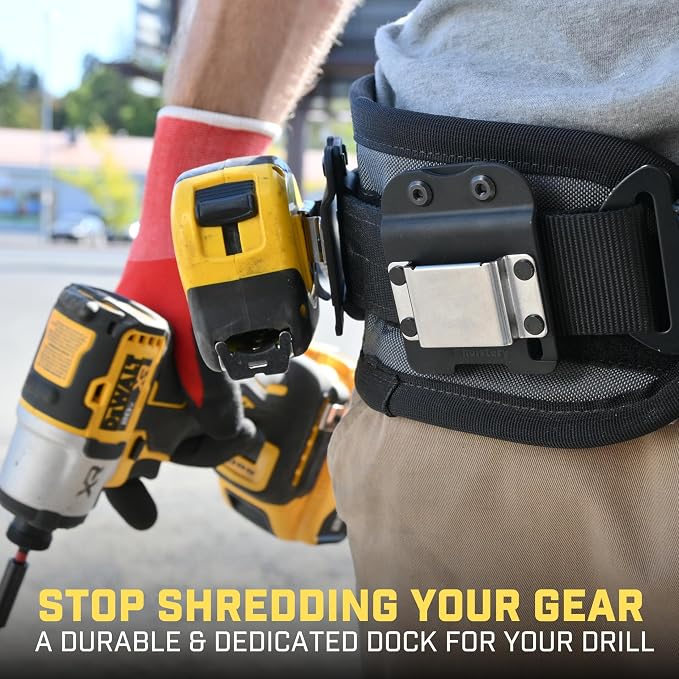 Holstery DriverMaster | Clip-On Tool Belt Drill Holder - Simple Hook Holster for Cordless Drill, Impact, Nailer, Tape Measure, or Any Tools with Hanger Clips