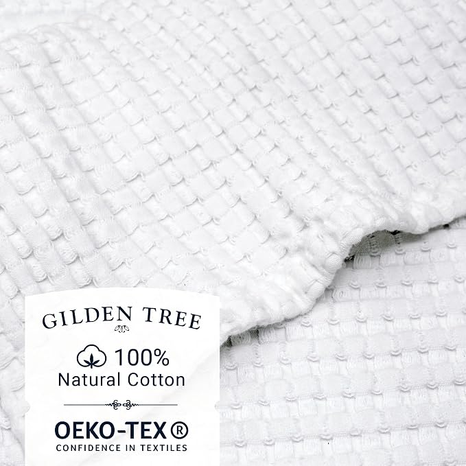 GILDEN TREE Waffle Bath Towels Wash Cloths for Showering, Exfoliating Washcloth Quick Dry Towel, Face Towels for Washing Face Cotton Washcloths Set of 4, Modern Style (White)