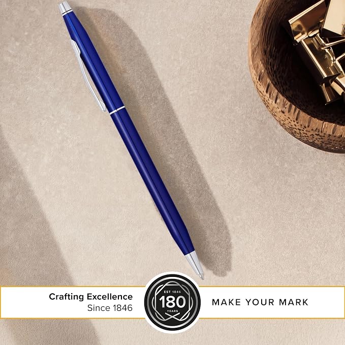Cross Classic Century Translucent Blue Lacquer Ballpoint Pen - Refillable Pen for Effortless Writing - Black Ink - Durable Construction - Premier Distinctive Look - Gift-Ready