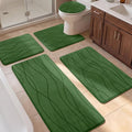 YIHOUSE Bathroom Rugs Set 5 Piece, Memory Foam Bath Mat Green | Ultra Soft, Absorbent, Non-Slip, Machine Washable, for Bathroom, Sink and Toilet