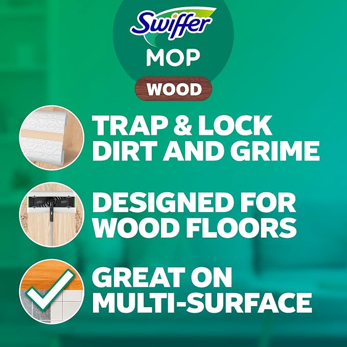 Swiffer Heavy Duty Mop Wet Multi-Surface Cloth Refills for Floor Mopping and Cleaning, Hardwood Floor Cleaner, 20 Count (Pack of 6)