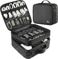 MATEIN Cable Organizer Bag, Waterproof Travel Electronic Storage, Shockproof Portable Double Layer Tech Bags Carrying Case for Cord, Earbuds, Charger, SD Card, DJ Gifts, Black