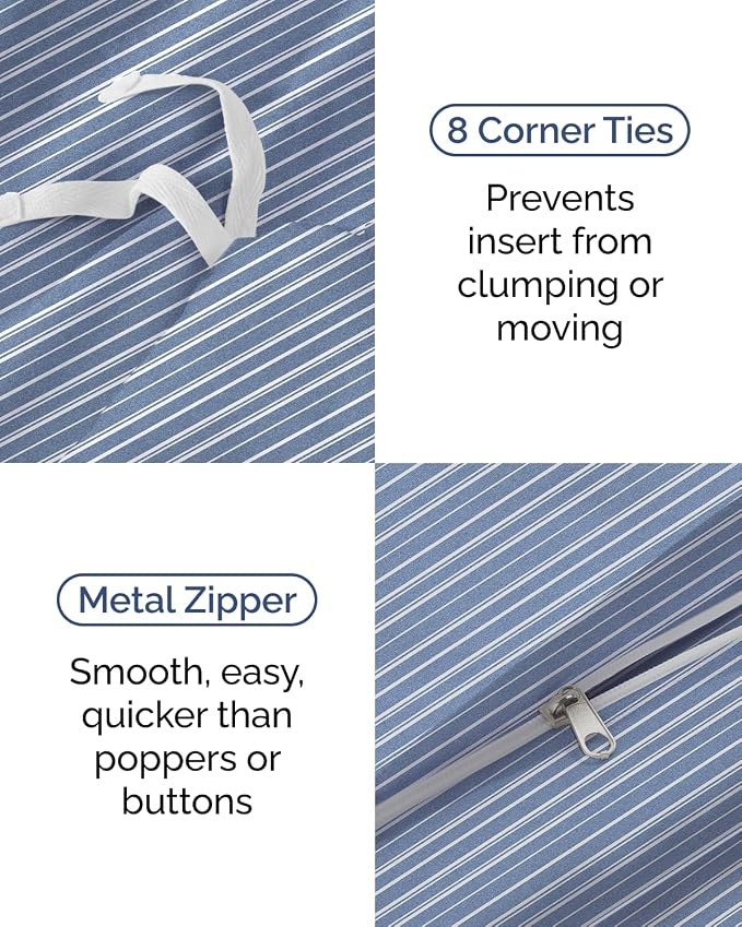 Duvet Cover Queen Size Set - Extra Soft Queen Duvet Cover 90" x 90" with 2 Pillow Shams for Women, Men, Kids & Teens - Hotel Luxury w/ Zipper Closures & Ties - Comfy, Cozy & Breathable (Beige Stripes)