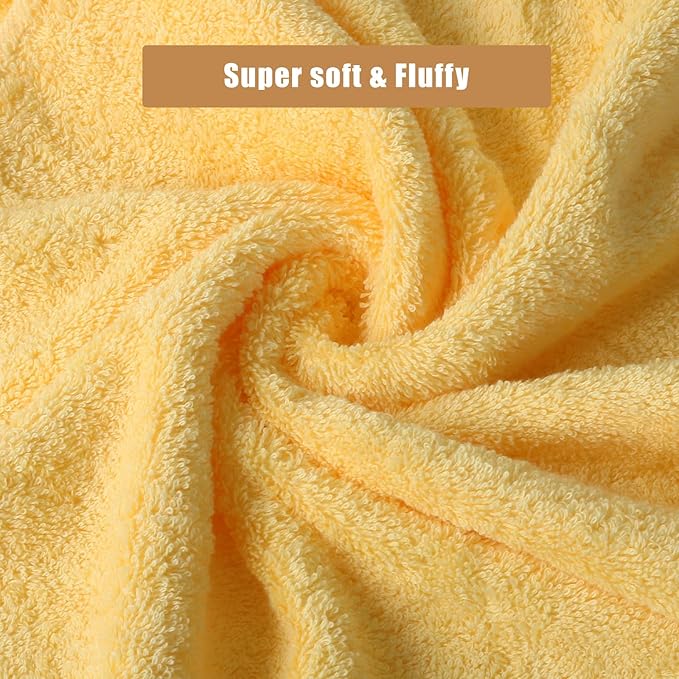 SEMAXE Bath Towel Set, 18 Piece Towel Set for Bathroom, Large Value Pack, Quick Dry Cotton Towels with Hanging Loops, Easy Care, Yellow
