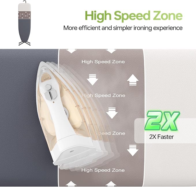 Foldable Ironing Board Standard Size, Iron Board Table Stand Foldable, Space-Saving Iron and Ironing Boards Set, Folding Ironing Boards Full Size with High Speed Zone and Hanging Hook 13x43 Warm Gray