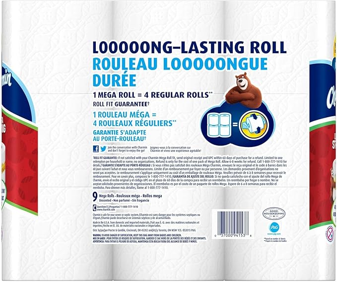 Charmin Ultra Strong Toilet Paper - Mega Roll - 9 Pack