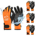 toolant 100% Waterproof Winter Work Gloves, Thermal Insulation with Grip | Touchscreen, Freezer Work for Men and Women, Cold Weather Work & Outdoor Tasks, 3 Pairs, Orange, Lagre