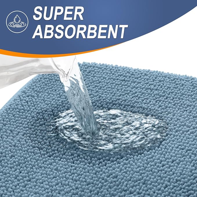 OLANLY Memory Foam Large Bathroom Rugs 59x35, Absorbent Bath Mat, Airy Blue | Soft Quick Dry Bath Mat Rugs, Non-Slip, Machine Washable Mat for Bathroom Floor, Tub and Shower, Home Decor Accessories