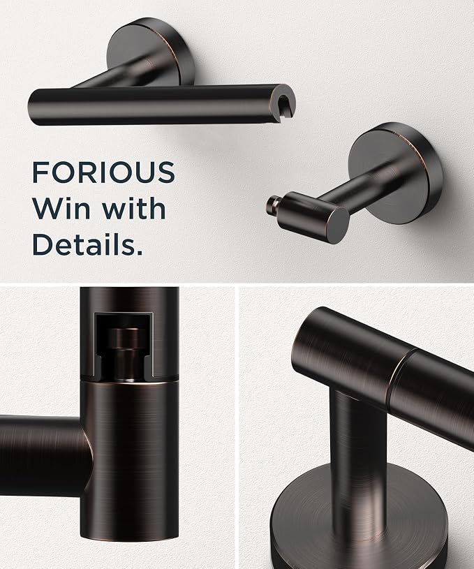 FORIOUS Toilet Paper Holder Wall Mount, Stainless Steel Rustproof Double Post Pivoting Tissue Roll Holder for Bathroom, Commercial Toilet Paper Dispenser, Oil Rubbed Bronze