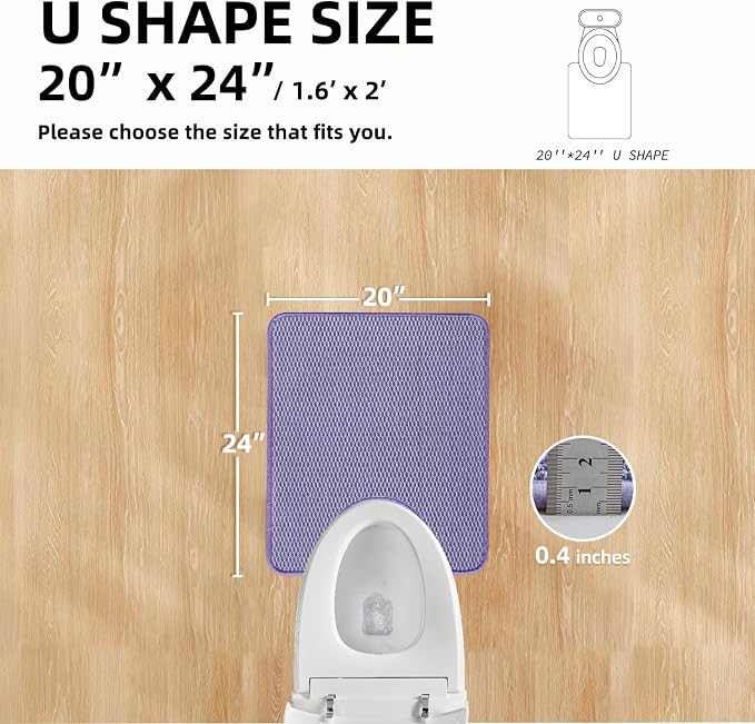 TYUU Toilet Rug, Thin Toilet Rugs U Shaped Washable Non Slip Absorbent Quick Dry Low Pile Toilet Mat, Lavender 20"x24" U Shape