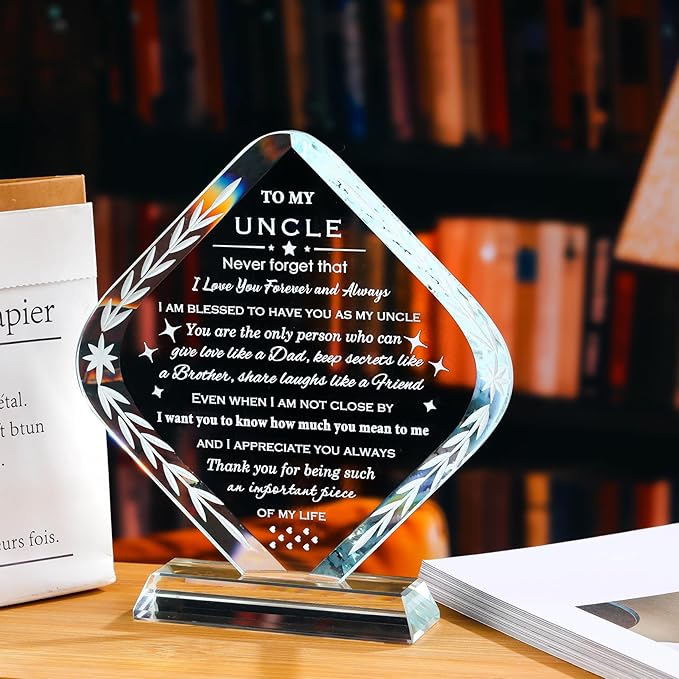 Uncle Gifts from Niece Nephew Meaningful Crystal Gifts for Uncle on Fathers Day Christmas Thanksgiving Day Birthday Presents Idea for Uncle Best Uncle Ever Gifts