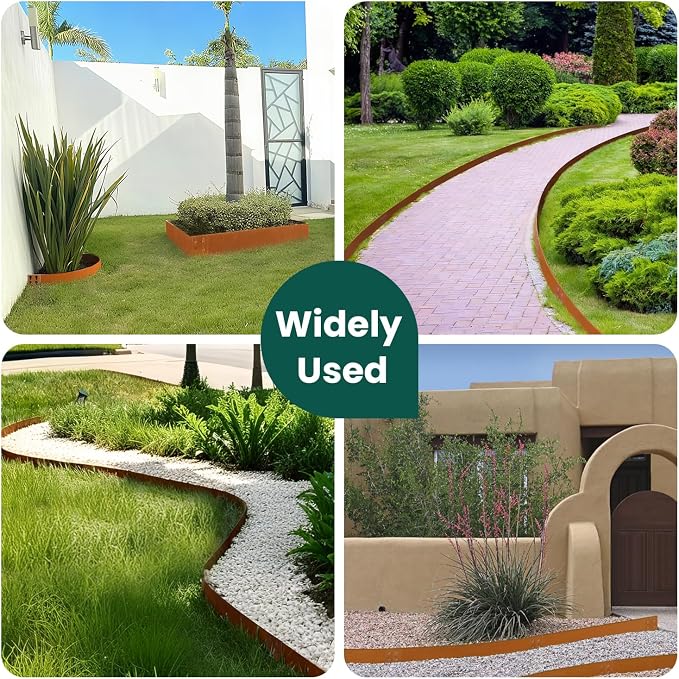 Corten Steel Landscape Edging 40" L x 6" H | Metal Landscaping Edging 6 pcs, Rusted, 6 Inch Tall, Metal Edging for Landscaping Border Edge for Garden, Yard, Lawn
