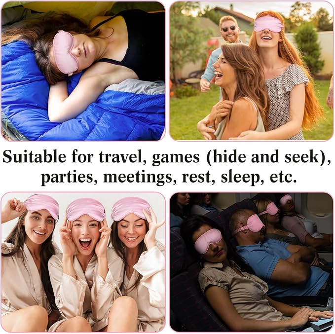 Newcotte 50 Pcs Silk Sleep Eye Mask for Sleeping Adjustable Elastic Strap Blackout Smooth Soft Eye Covers No Pressure Sleep Mask for Women and Men Comfortable Blindfolds(Pink)