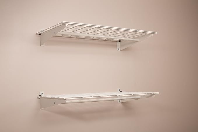 HyLoft 2-Pack Heavy Duty Steel Wall Garage Shelving, 36 in. x 18 in. Adjustable, Includes Hanging Rod, Max Shelf Load 200 Pounds, Item 777, White Powder Coated Finish