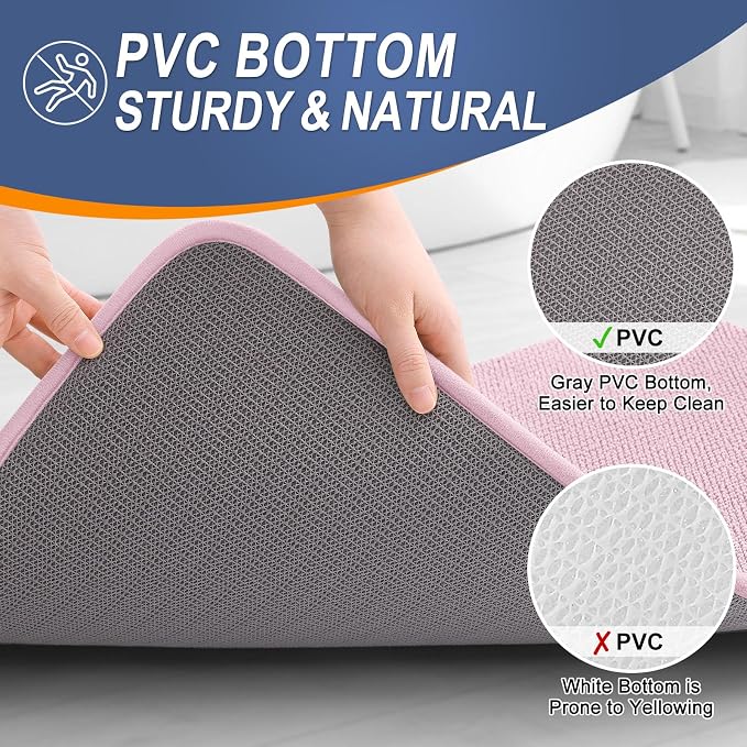 OLANLY Memory Foam Bathroom Runner Rugs 59x20, Long Bath Mats, Dusty Rose | Soft Quick Dry Bath Mats, Non-Slip, Absorbent Machine Washable Mat for Bathroom Floor, Tub and Shower, Home Decor Accessories