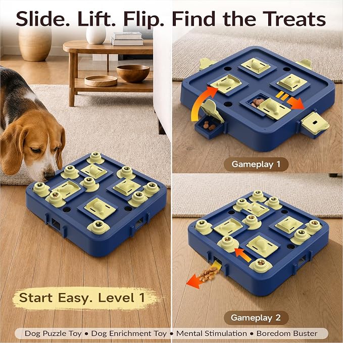 KADTC Dog Chess Puzzle Toy, Large Size, 3 Levels of Step-by-Step Challenge Beginner to Advanced Slow Feeder & Mental Stimulation for Smart Dogs Enrichment Toys