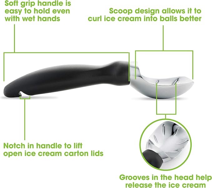 Spring Chef Baking Bundle - Ice Cream Scoop & Rectangular Measuring Spoons & Measuring Cups