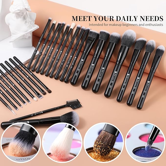 DUcare Professional Makeup Brushes Set 27Pcs | Makeup Brush Set Premium Synthetic Kabuki Foundation Blending Face Powder Blush Concealers Eye Shadows Brushes
