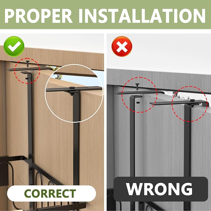 Ironing Board Hanger, CUFURNIX Wall Mount or Over the Door Iron Holder, Adjustable for Door Thickness, Fits T and Y Shaped Legs, High-Sided Basket & Side Hooks for Laundry, Sewing Room, Black