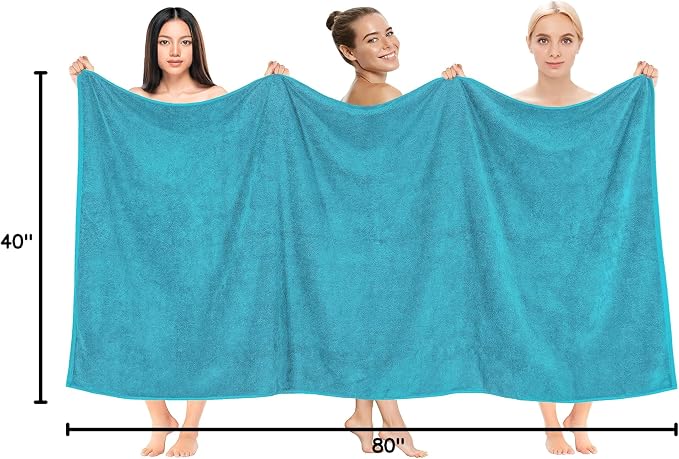 Cotton Paradise 100% Cotton Turkish Towel, Soft Absorbent Quick Dry, 40x80 Oversized Bath Sheet Towel, Ocean Aqua