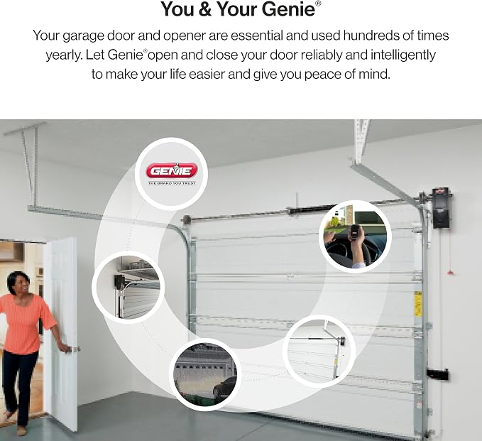 Genie 6072H-B Wall Mount Garage Door Opener with Battery Backup, Wall Mounted & Space Saving | Ultra-Quiet, Compact Space Saving Design, Battery Backup, Wireless Wall Console, 1 Remote, Operates During Power Outages